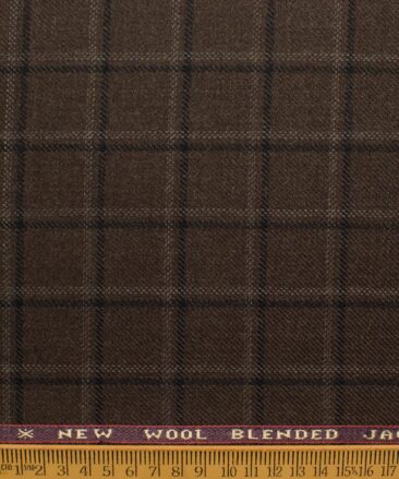 Raymond Men's 52% Merino Wool  Checks  2.20 Meter Unstitched Tweed Jacketing & Blazer Fabric (Brown)