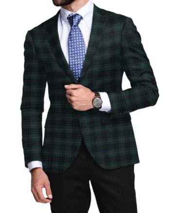 Raymond Men's 100% Merino Wool Checks  2.20 Meter Unstitched Tweed Jacketing & Blazer Fabric (Pine Green)