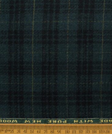 Raymond Men's 100% Merino Wool Checks  2.20 Meter Unstitched Tweed Jacketing & Blazer Fabric (Pine Green)