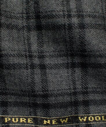 Raymond Men's 100% Merino Wool Checks  2.20 Meter Unstitched Tweed Jacketing & Blazer Fabric (Grey)