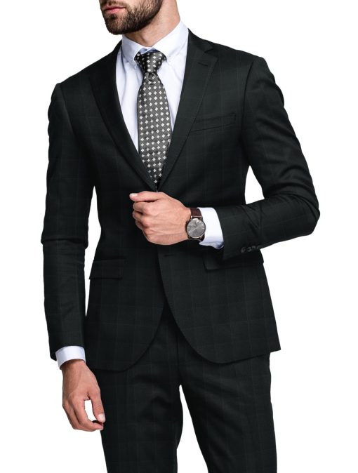 Raymond Men's 70% Wool Super 120's Checks  Unstitched Suiting Fabric (Black)