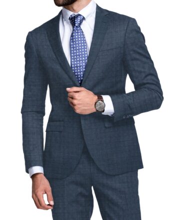 Raymond Men's 18% Wool  Checks  Unstitched Suiting Fabric (Dark Blue)