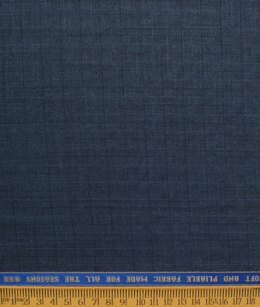 Raymond Men's 18% Wool  Checks  Unstitched Suiting Fabric (Dark Blue) - Image 6