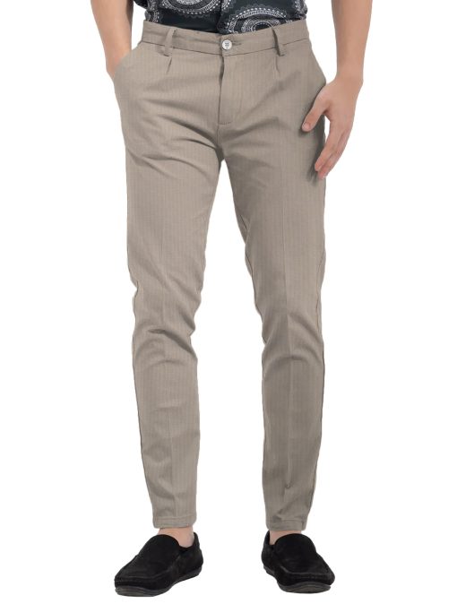 Arvind Men's Cotton Structured  Unstitched Stretchable Trouser Fabric (Hazelwood Beige)