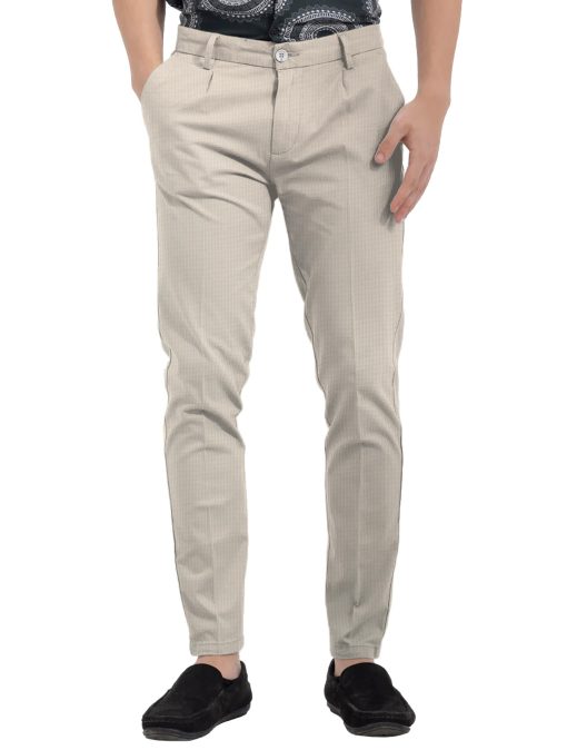 Arvind Men's Cotton Structured  Unstitched Stretchable Trouser Fabric (Ivory Beige)