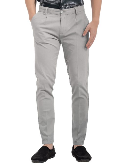 Arvind Tresca Men's Cotton Solids  Unstitched Stretchable Trouser Fabric (Light Grey)