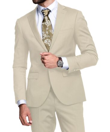 Absoluto Men's Terry Rayon  Structured  Unstitched Suiting Fabric (Cream)