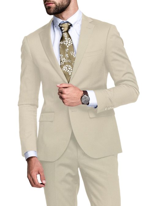 Absoluto Men's Terry Rayon  Structured  Unstitched Suiting Fabric (Cream)