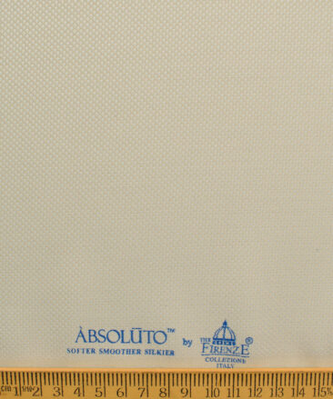 Absoluto Men's Terry Rayon  Structured  Unstitched Suiting Fabric (Cream)