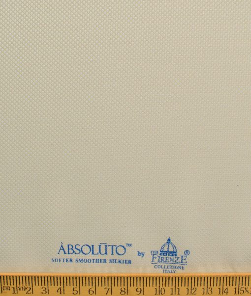 Absoluto Men's Terry Rayon  Structured  Unstitched Suiting Fabric (Cream)