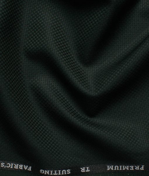 Canetti Men's Terry Rayon  Structured  Unstitched Suiting Fabric (Dark Pine Green)