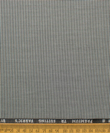 Canetti Men's Terry Rayon  Houndstooth  Unstitched Suiting Fabric (White & Black)