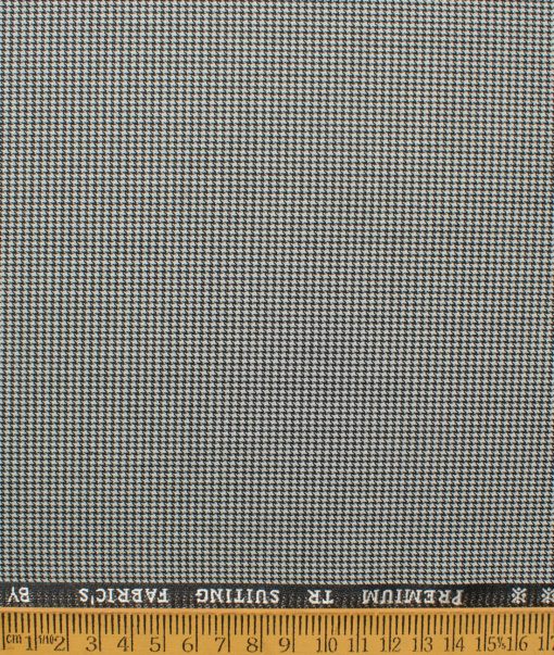 Canetti Men's Terry Rayon  Houndstooth  Unstitched Suiting Fabric (White & Black)