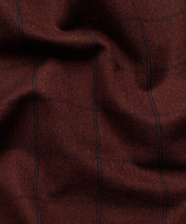 Fashion Flair Men's Terry Rayon  Checks  Unstitched Stretchable Suiting Fabric (Dark Wine)