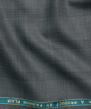 Zaccari Men's Terry Rayon  Checks  Unstitched Suiting Fabric (Grey)