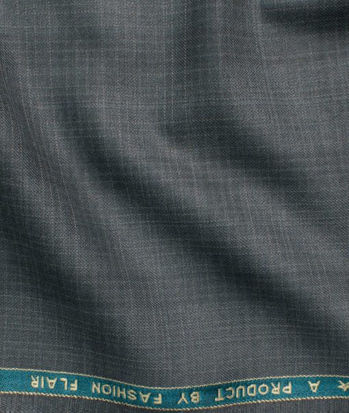 Zaccari Men's Terry Rayon  Checks  Unstitched Suiting Fabric (Grey)