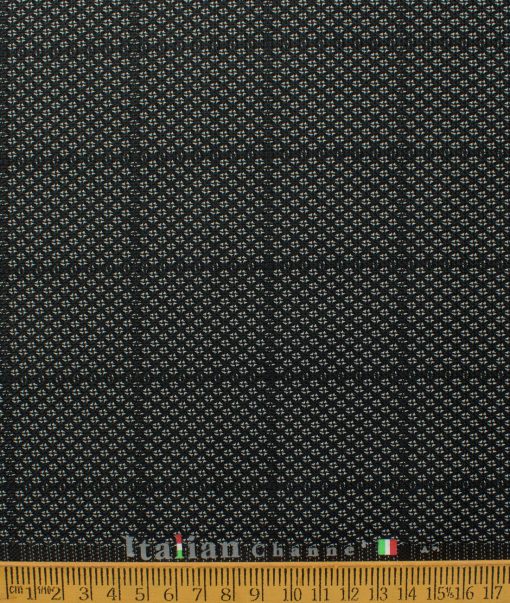 Italian Channel Men's Terry Rayon  Checks  Unstitched Suiting Fabric (Black)