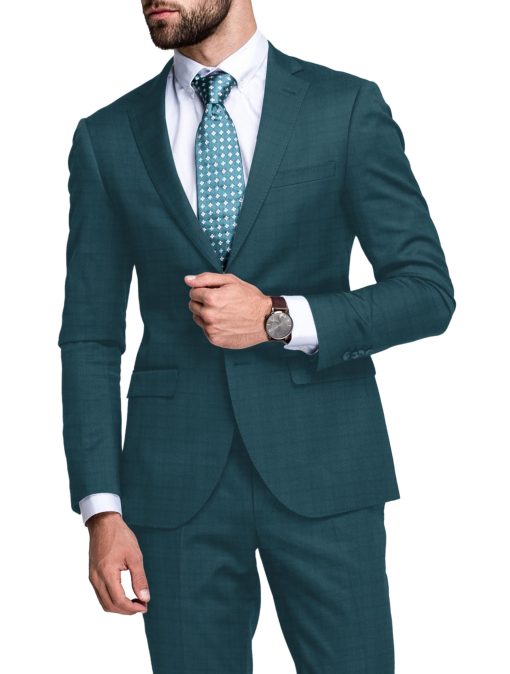 Raymond Men's Terry Rayon  Checks  Unstitched Suiting Fabric (Casal Green)