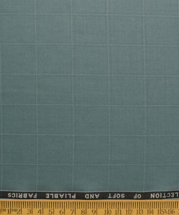 Raymond Men's Polyester Viscose  Checks  Unstitched Suiting Fabric (Turquoise Green)