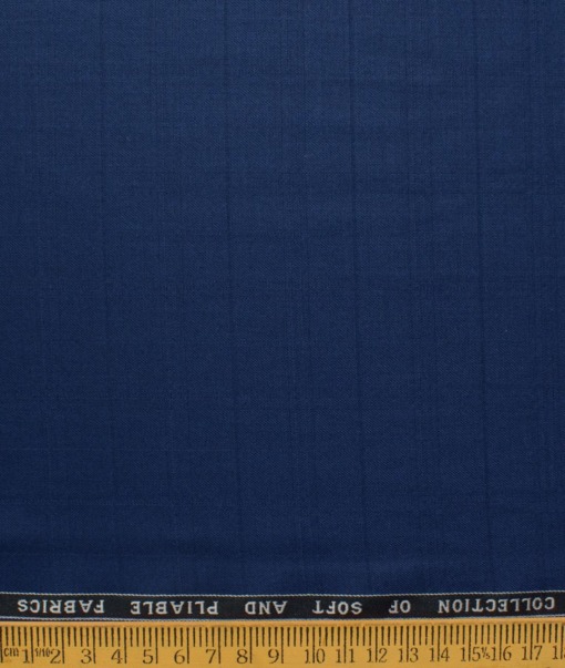 Raymond Men's Polyester Viscose  Checks  Unstitched Suiting Fabric (Royal Blue)