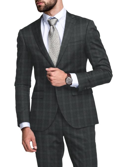 Raymond Men's Polyester Viscose  Checks  Unstitched Suiting Fabric (Grey)