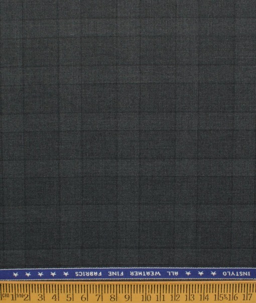 Raymond Men's Polyester Viscose  Checks  Unstitched Suiting Fabric (Grey)