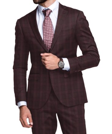 Raymond Men's Polyester Viscose  Checks  Unstitched Suiting Fabric (Wine)