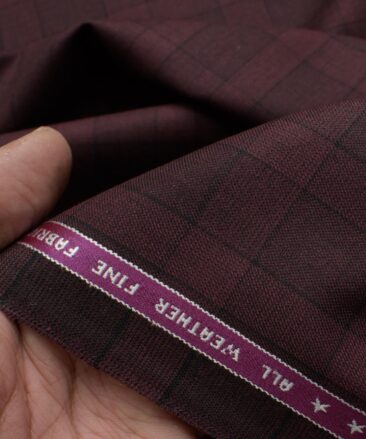 Raymond Men's Polyester Viscose  Checks  Unstitched Suiting Fabric (Wine)