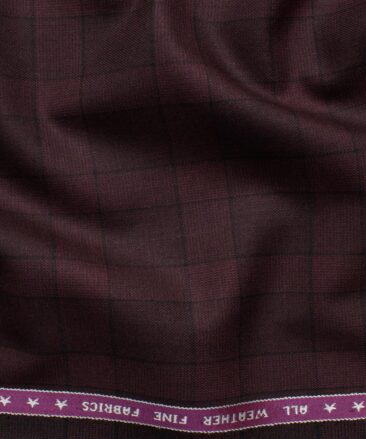 Raymond Men's Polyester Viscose  Checks  Unstitched Suiting Fabric (Wine)