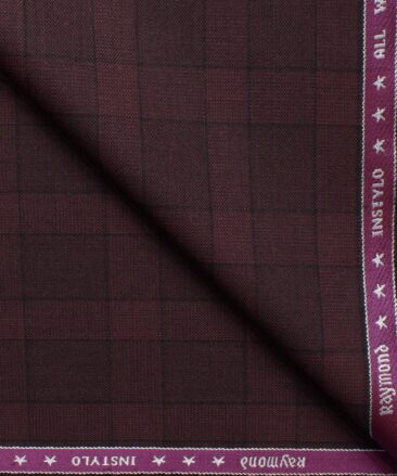 Raymond Men's Polyester Viscose  Checks  Unstitched Suiting Fabric (Wine)