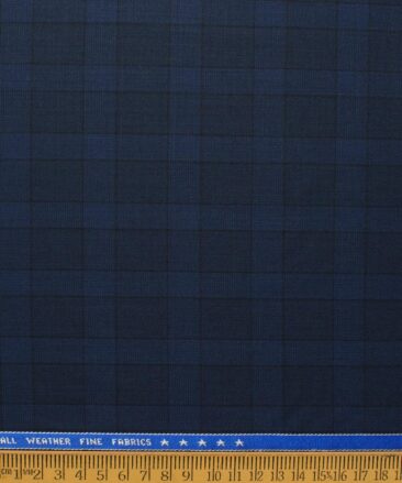 Raymond Men's Polyester Viscose  Checks  Unstitched Suiting Fabric (Dark Blue)