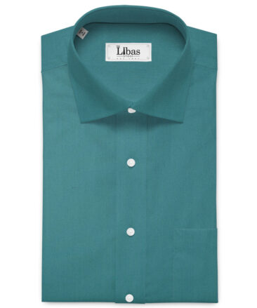 Burgoyne Men's Giza Cotton Solids  Unstitched Shirting Fabric (Teal Green)