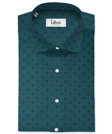 Cadini Men's Premium Cotton Printed  Unstitched Shirting Fabric (Dark Sea Green)