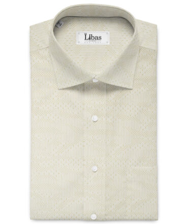 Cadini Men's Premium Cotton Printed  Unstitched Shirting Fabric (White & Beige)