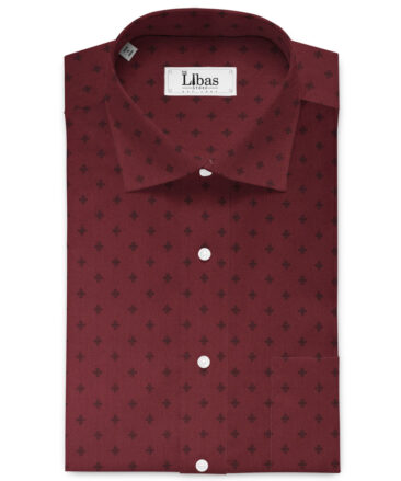 Cadini Men's Premium Cotton Printed  Unstitched Shirting Fabric (Wine)