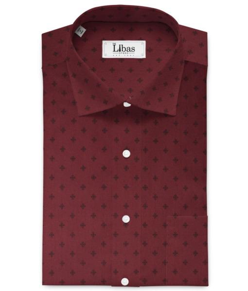 Cadini Men's Premium Cotton Printed  Unstitched Shirting Fabric (Wine)