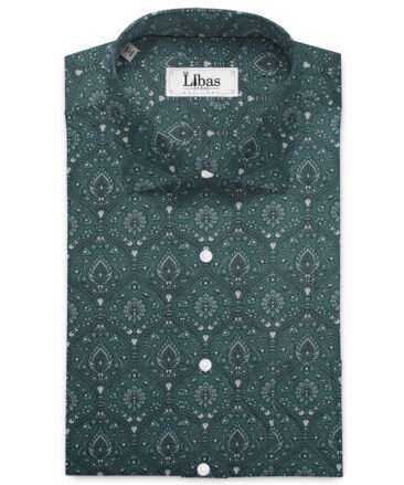 Canetti Men's Superfine Cotton Printed  Unstitched Shirting Fabric (Sea Green)