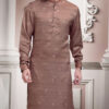 Nemesis Men's Terry Rayon Embroidered  Unstitched Ethnic Kurta Fabric (Rose Gold)