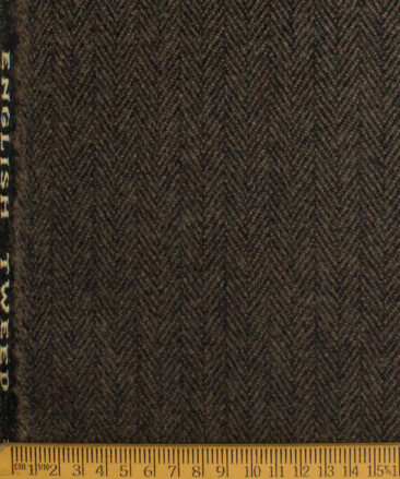 OCM Men's 100% Merino Wool Striped  2 Meter Unstitched Tweed Jacketing & Blazer Fabric (Dark Brown)