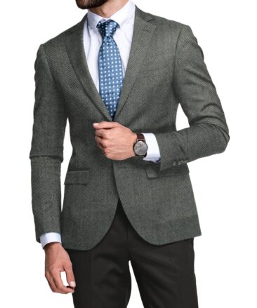 Raymond Men's 52% Merino Wool  Structured  2.20 Meter Unstitched Tweed Jacketing & Blazer Fabric (Light Grey)