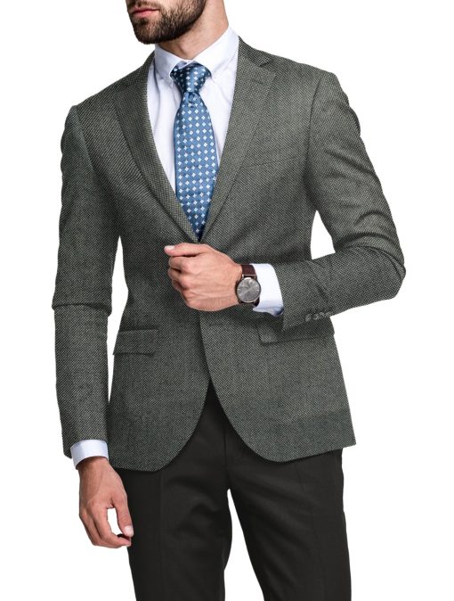 Raymond Men's 52% Merino Wool  Structured  2.20 Meter Unstitched Tweed Jacketing & Blazer Fabric (Light Grey)