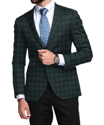 Raymond Men's 52% Merino Wool Super 70's Checks  2.20 Meter Unstitched Tweed Jacketing & Blazer Fabric (Pine Green)