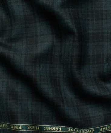 Raymond Men's 52% Merino Wool Super 70's Checks  2.20 Meter Unstitched Tweed Jacketing & Blazer Fabric (Pine Green)