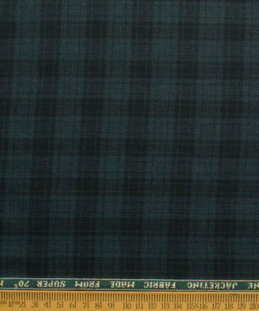 Raymond Men's 52% Merino Wool Super 70's Checks  2.20 Meter Unstitched Tweed Jacketing & Blazer Fabric (Pine Green)