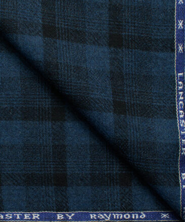 Raymond Men's 100% Merino Wool Checks  2.20 Meter Unstitched Tweed Jacketing & Blazer Fabric (Royal Blue)