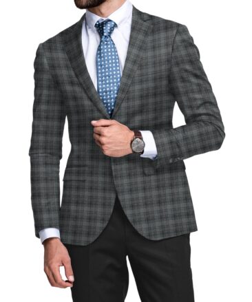 Raymond Men's 100% Merino Wool Super 90's Checks  2.20 Meter Unstitched Tweed Jacketing & Blazer Fabric (Grey & Black)