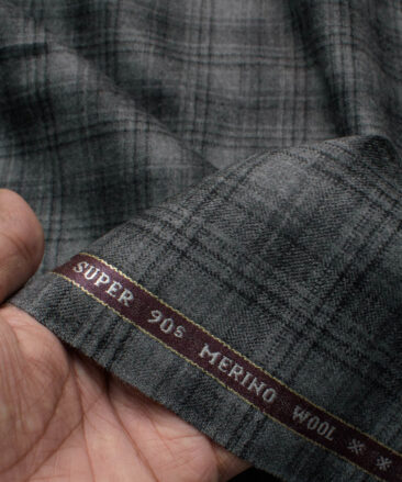 Raymond Men's 100% Merino Wool Super 90's Checks  2.20 Meter Unstitched Tweed Jacketing & Blazer Fabric (Grey & Black)