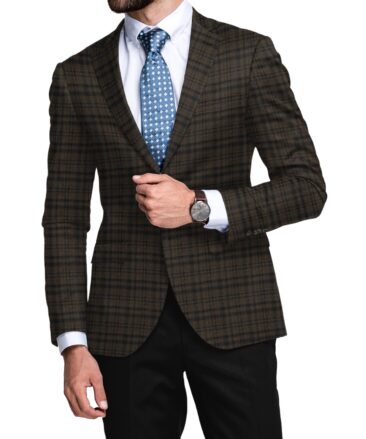 Raymond Men's 100% Merino Wool Super 90's Checks  2.20 Meter Unstitched Tweed Jacketing & Blazer Fabric (Brown)