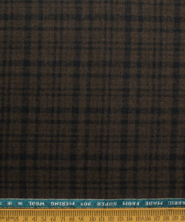 Raymond Men's 100% Merino Wool Super 90's Checks  2.20 Meter Unstitched Tweed Jacketing & Blazer Fabric (Brown)