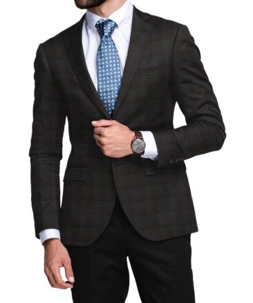 Raymond Men's 100% Merino Wool Super 90's Checks  2.20 Meter Unstitched Tweed Jacketing & Blazer Fabric (Dark Brown)